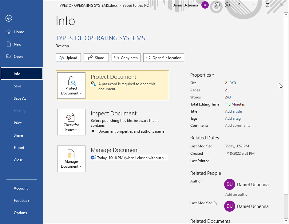 remove-password-in-document
