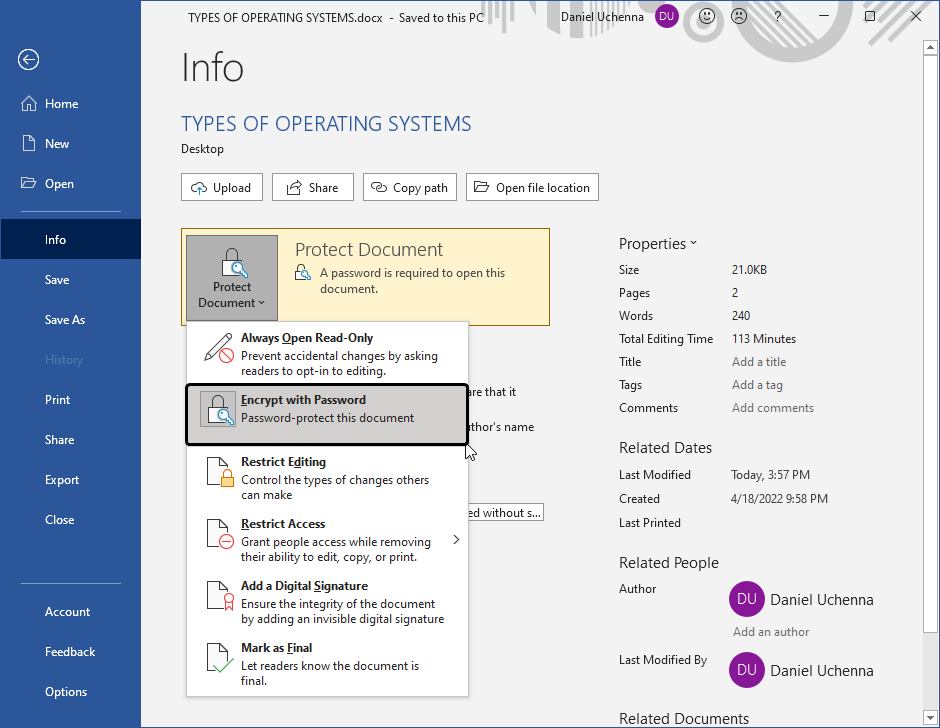 remove-password-in-document