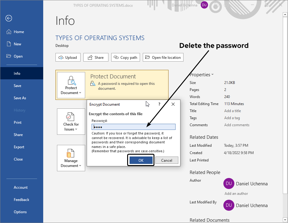 remove-password-in-document