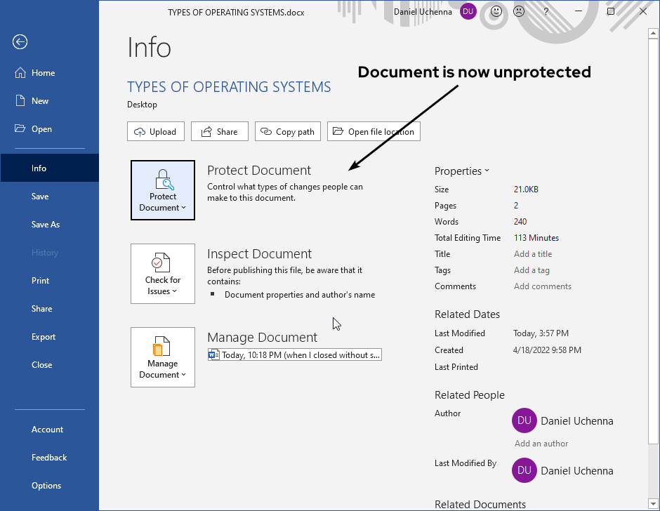 remove-password-in-document